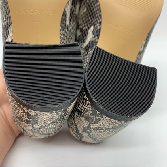 NWOT Marc Fisher Resa Snakeskin Print Block Heel Sandal In Black/Cream Size 7 - Picture 16 of 16